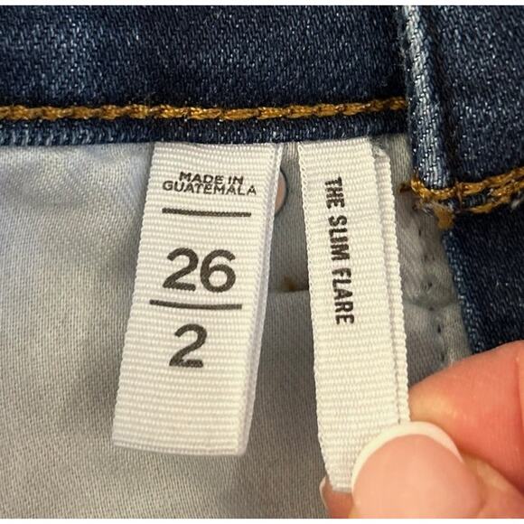 Loft The Slim Flare Bell Bottoms Dressy Dark Wash High Rise Jeans 2 / 26 NWOT - Picture 6 of 8